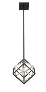 Euclid 1 Light 12" Pendant in Chrome + Matte Black