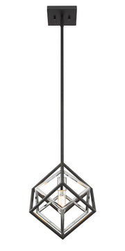 Euclid 1 Light 12" Pendant in Chrome + Matte Black