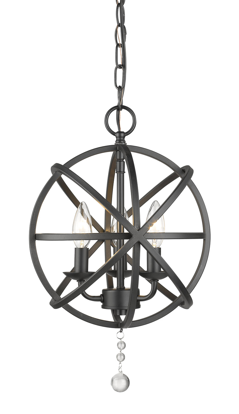 Tull 3 Light 12" Chandelier in Matte Black
