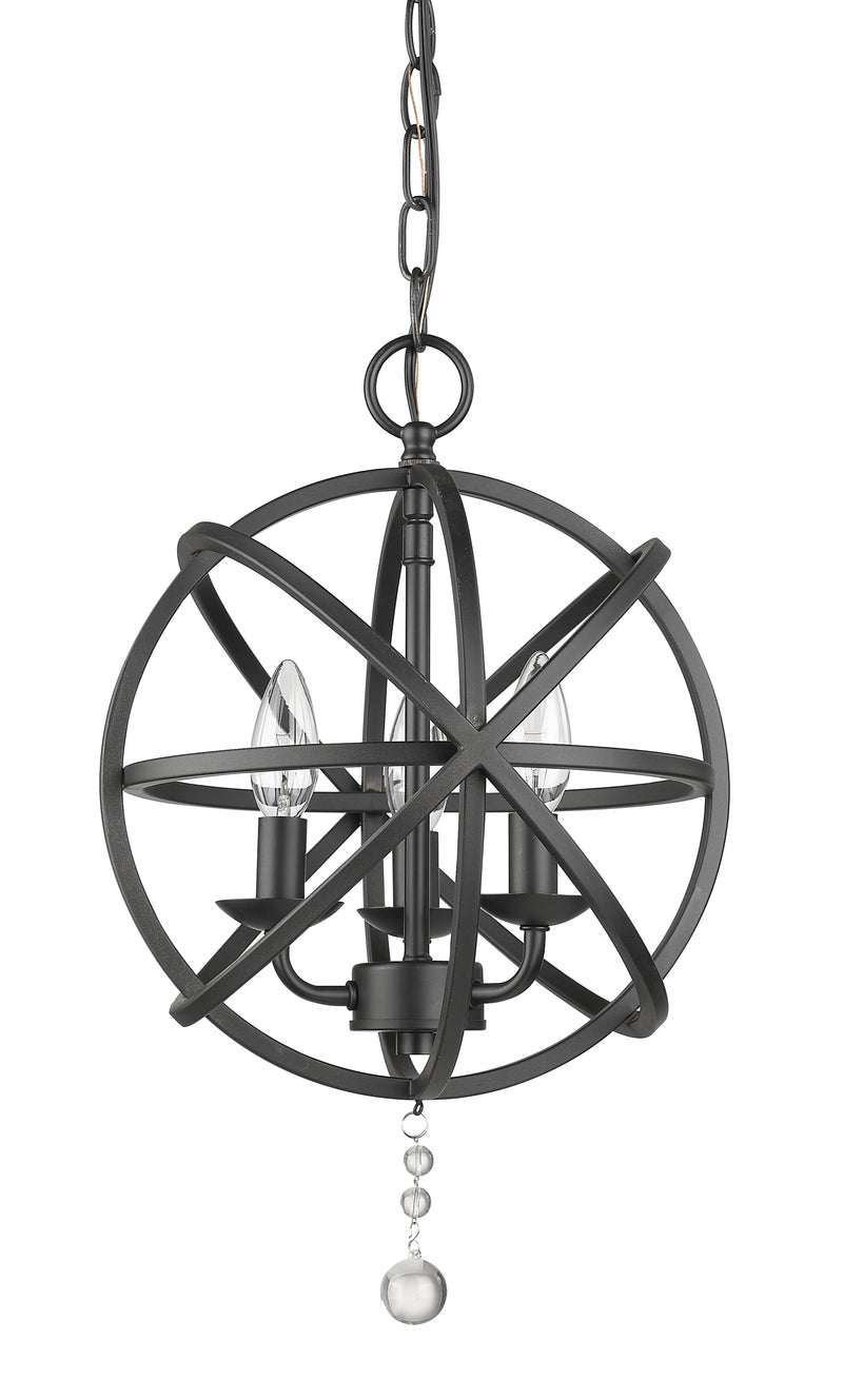 Tull 3 Light 12" Chandelier in Matte Black