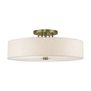 Meridian 6-Light 30" x 11.25" Semi-Flush Mount in Antique Brass