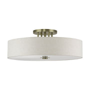 Meridian 6-Light 30" x 11.25" Semi-Flush Mount in Antique Brass