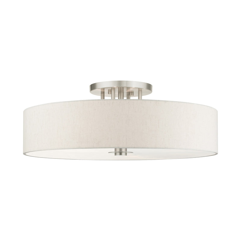 Meridian 6-Light 30" x 11.25" Semi-Flush Mount in Brushed Nickel