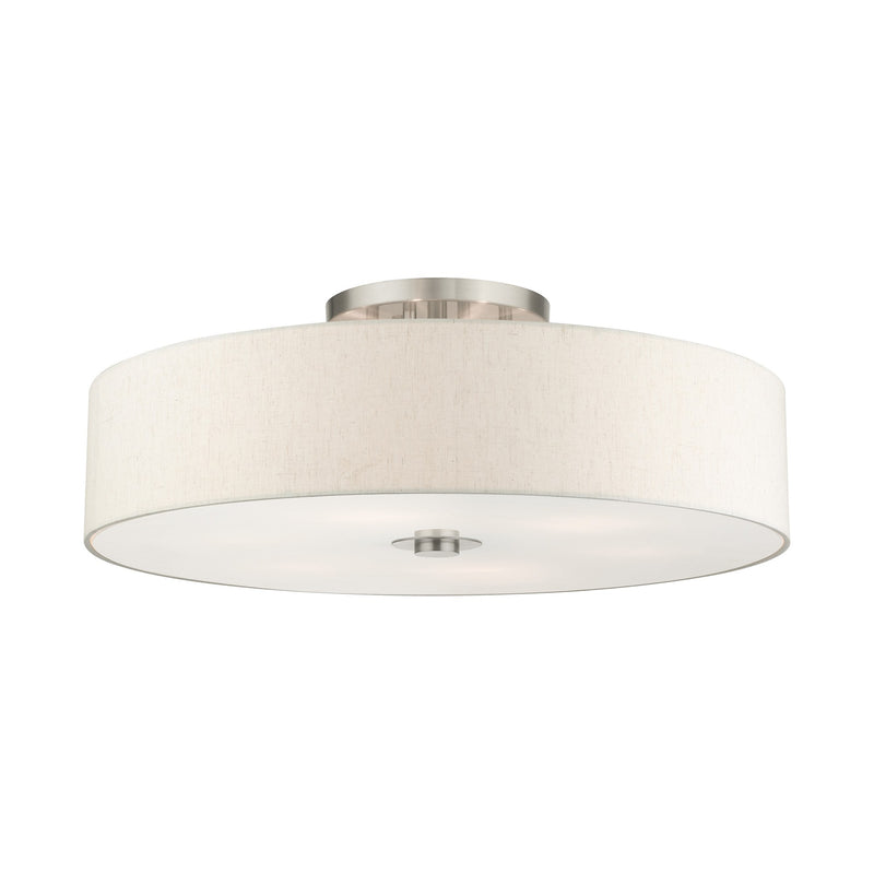 Meridian 6-Light 30" x 11.25" Semi-Flush Mount in Brushed Nickel