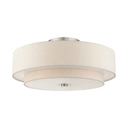 Meridian 6-Light 30" x 13.5" Semi-Flush Mount in Brushed Nickel