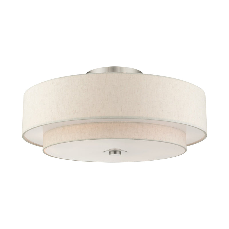 Meridian 6-Light 30" x 13.5" Semi-Flush Mount in Brushed Nickel