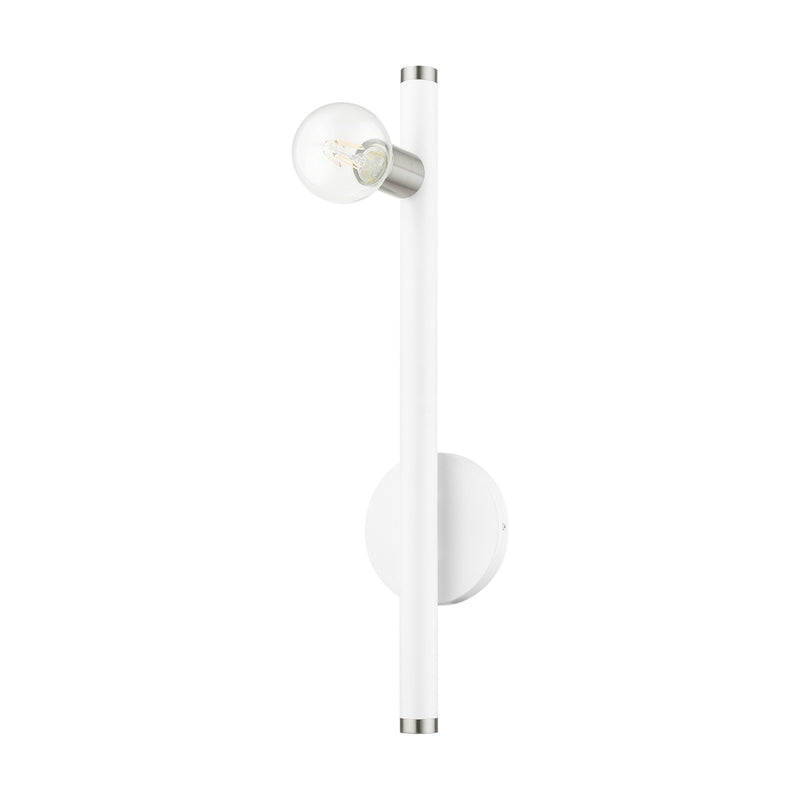 Bannister Wall Sconce in White with Brushed Nickel Accents