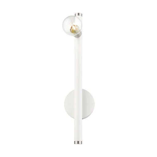 Bannister Wall Sconce in White with Brushed Nickel Accents