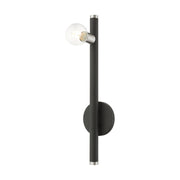Bannister Wall Sconce in Black with Brushed Nickel Accents