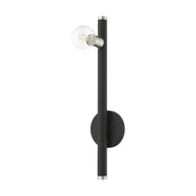 Bannister Wall Sconce in Black with Brushed Nickel Accents