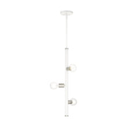 Bannister 3-Light Pendant in White with Brushed Nickel Accents