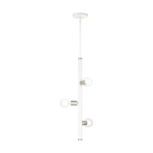 Bannister 3-Light Pendant in White with Brushed Nickel Accents