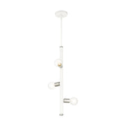 Bannister 3-Light Pendant in White with Brushed Nickel Accents