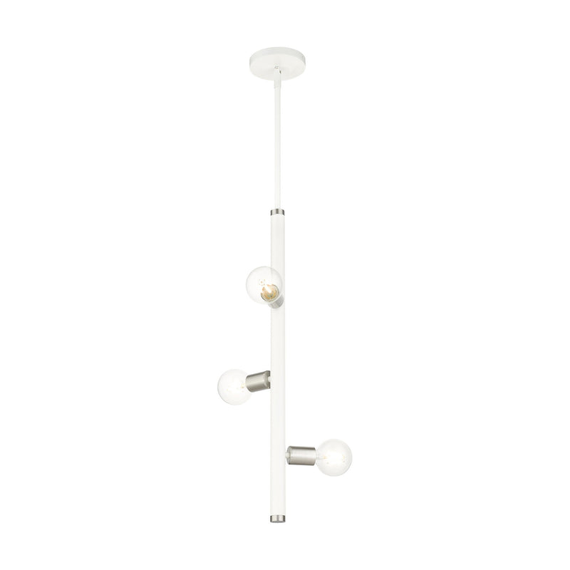 Bannister 3-Light Pendant in White with Brushed Nickel Accents