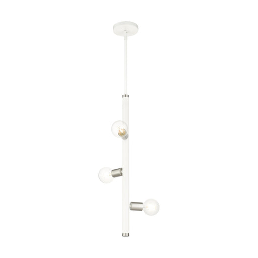 Bannister 3-Light Pendant in White with Brushed Nickel Accents