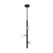 Bannister 3-Light Pendant in Black with Brushed Nickel Accents