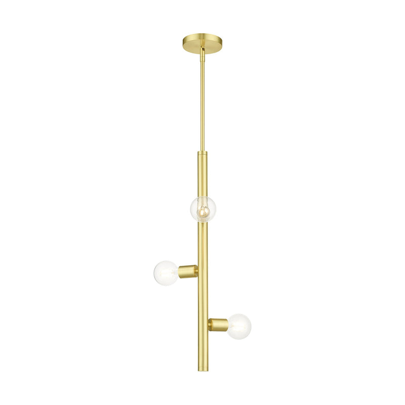 Bannister 3-Light Pendant in Satin Brass