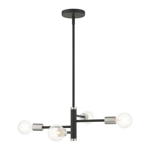 Bannister 4-Light Small Chandelier in Black with Brushed Nickel Accents