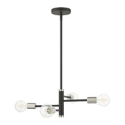 Bannister 4-Light Small Chandelier in Black with Brushed Nickel Accents