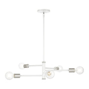 Bannister 5-Light Chandelier in White with Brushed Nickel Accents