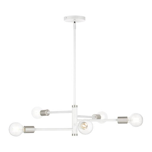 Bannister 5-Light Chandelier in White with Brushed Nickel Accents