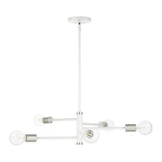 Bannister 5-Light Chandelier in White with Brushed Nickel Accents