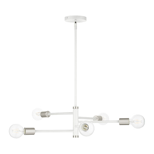 Bannister 5-Light Chandelier in White with Brushed Nickel Accents
