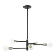 Bannister 5-Light Chandelier in Black with Brushed Nickel Accents
