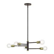 Bannister 5-Light Chandelier in Bronze with Antique Brass Accents