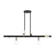 Bannister 6-Light Linear Chandelier in Black with Brushed Nickel Accents