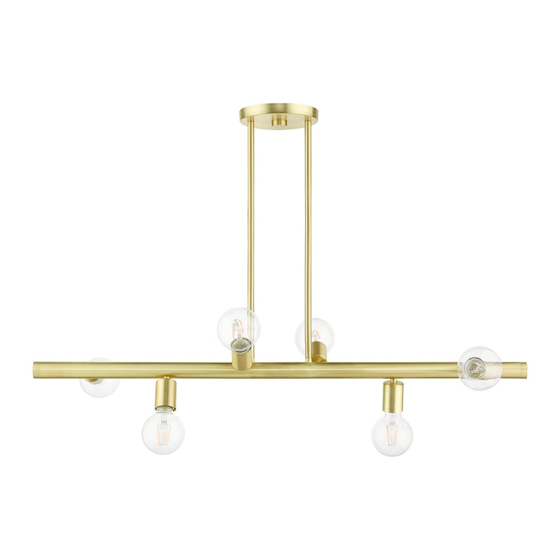 Bannister 6-Light Linear Chandelier in Satin Brass