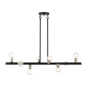 Bannister 8-Light Large Linear Chandelier in Black with Brushed Nickel Accents
