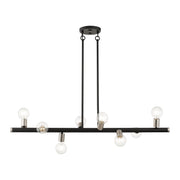 Bannister 8-Light Large Linear Chandelier in Black with Brushed Nickel Accents