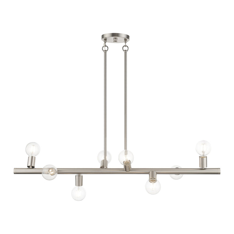 Bannister 8-Light Large Linear Chandelier in Brushed Nickel