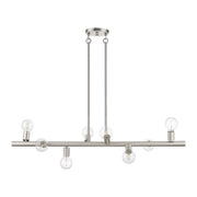 Bannister 8-Light Large Linear Chandelier in Brushed Nickel