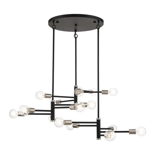 Bannister 15-Light Extra Large Chandelier in Black with Brushed Nickel Accents