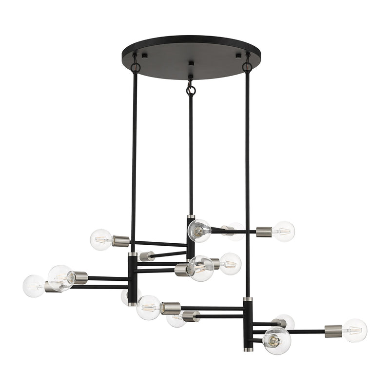 Bannister 15-Light Extra Large Chandelier in Black with Brushed Nickel Accents
