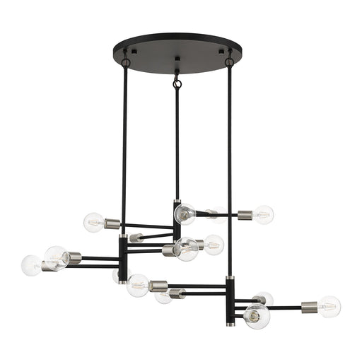 Bannister 15-Light Extra Large Chandelier in Black with Brushed Nickel Accents