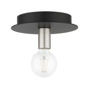 Hillview Petite Flush Mount in Black with Brushed Nickel Accents