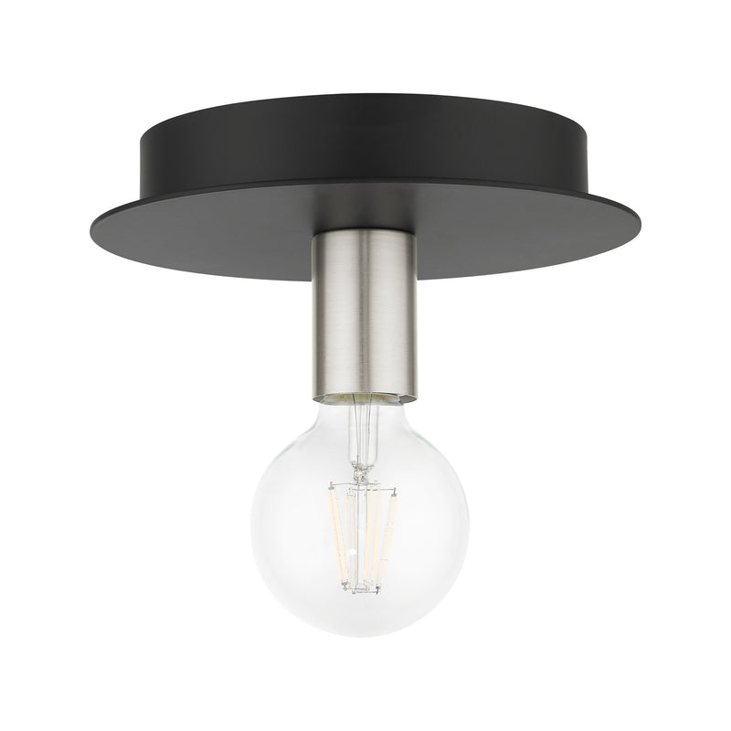 Hillview Petite Flush Mount in Black with Brushed Nickel Accents