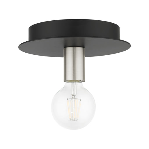Hillview Petite Flush Mount in Black with Brushed Nickel Accents