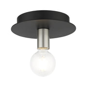 Hillview Petite Flush Mount in Black with Brushed Nickel Accents