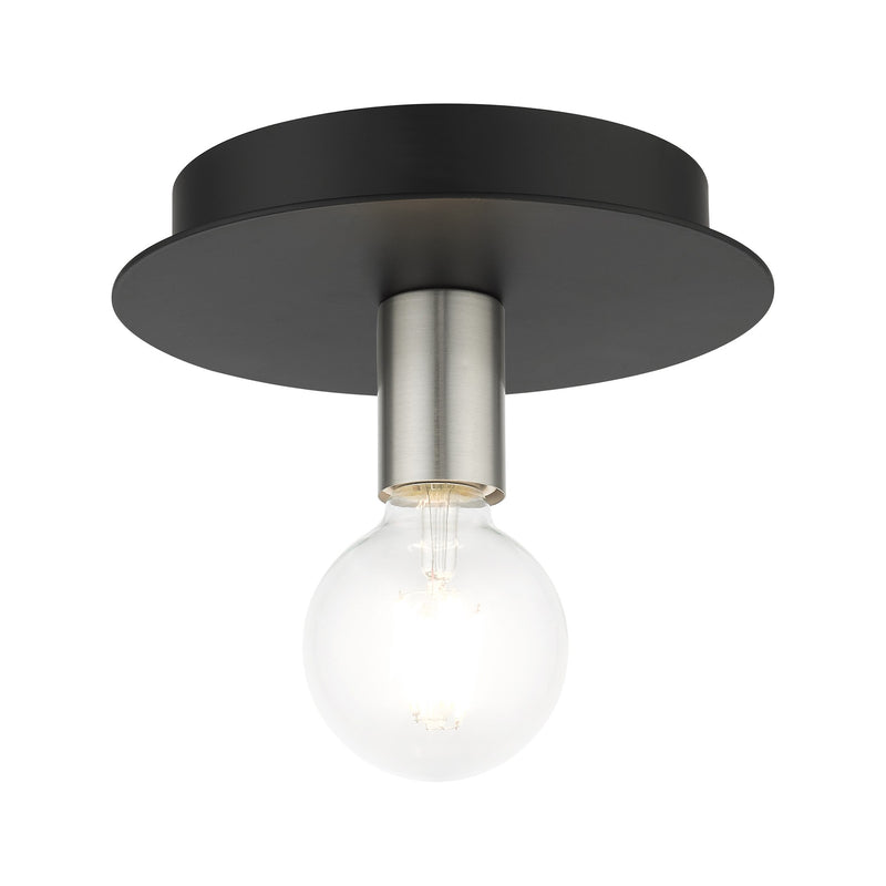 Hillview Petite Flush Mount in Black with Brushed Nickel Accents