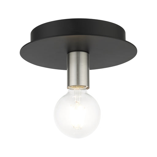 Hillview Petite Flush Mount in Black with Brushed Nickel Accents