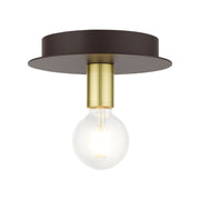 Hillview Petite Flush Mount in Bronze with Satin Brass Accents