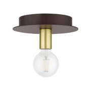 Hillview Petite Flush Mount in Bronze with Satin Brass Accents
