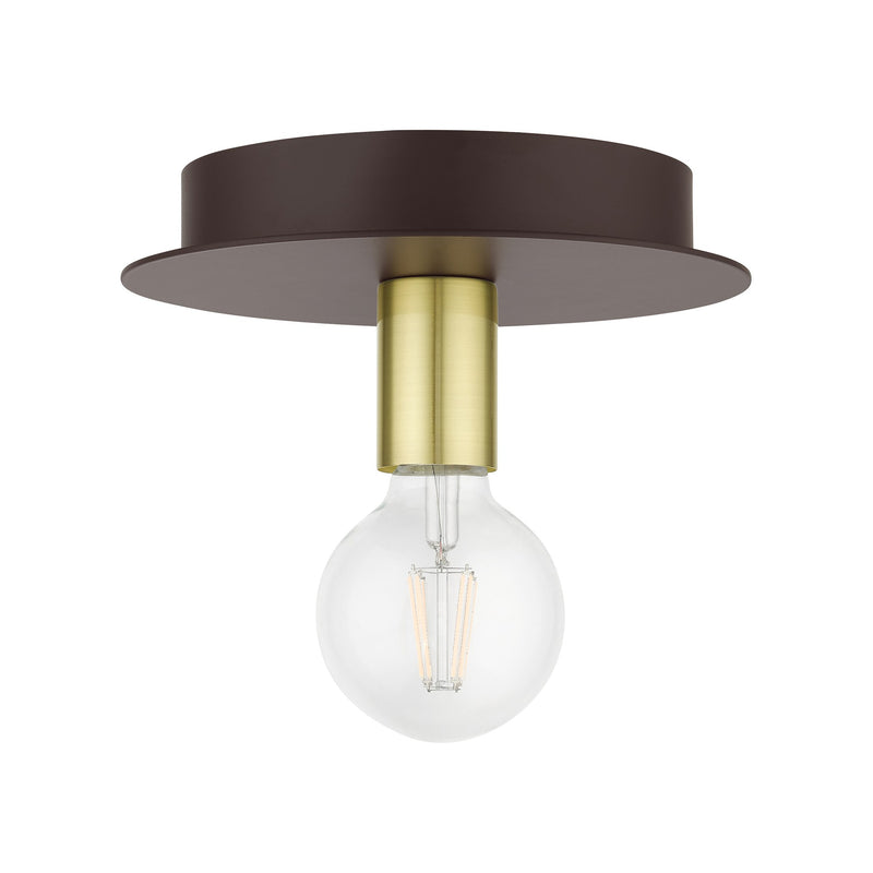 Hillview Petite Flush Mount in Bronze with Satin Brass Accents