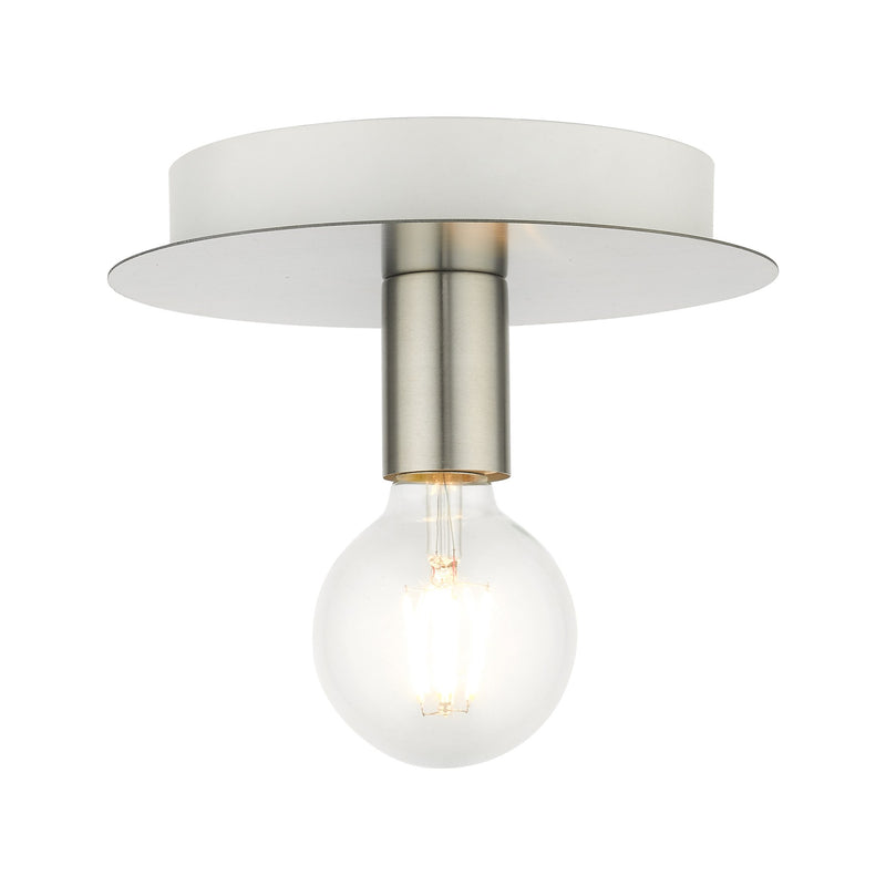Hillview Petite Flush Mount in Brushed Nickel with White Canopy