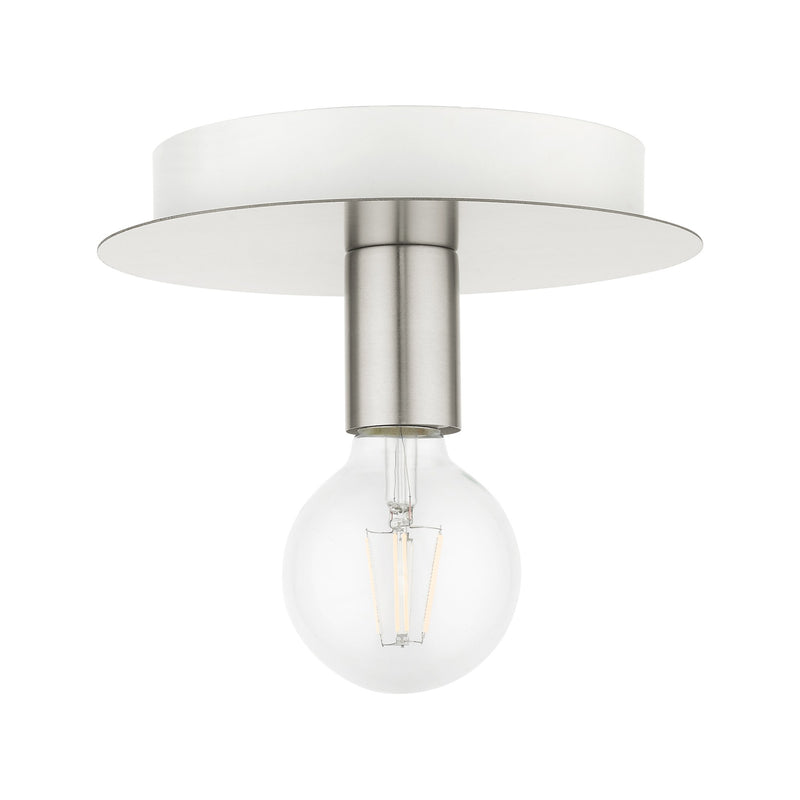 Hillview Petite Flush Mount in Brushed Nickel with White Canopy