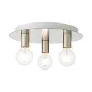 Hillview 3-Light Medium Flush Mount in Brushed Nickel with White Canopy